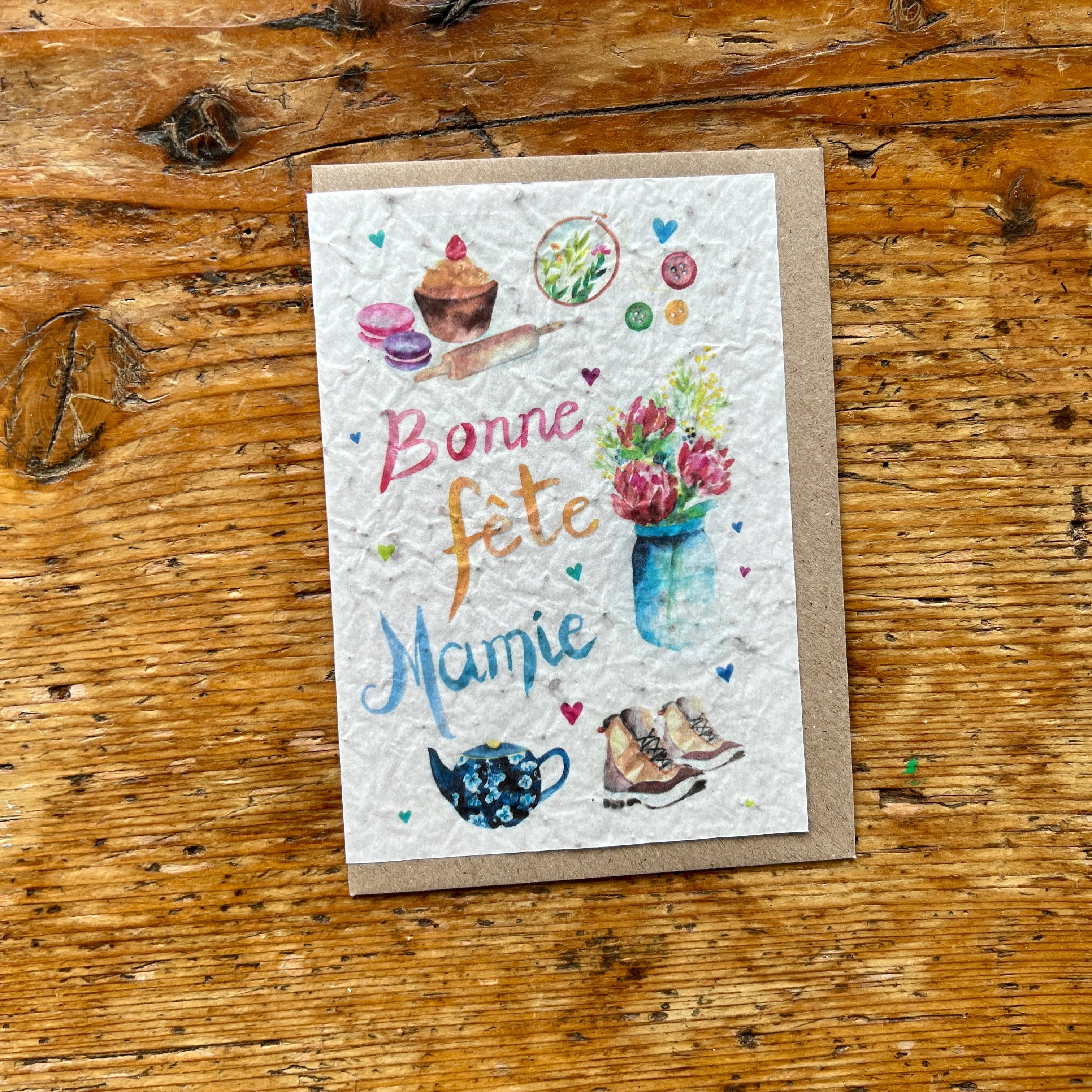 Les cartes de Lulu - Wholesale Mother's Day Card - “Bonne Fête Mamie” seeded planting card