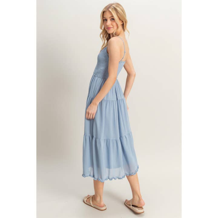 HYFVE - Vente Robe – femme - Robe midi à volants en mousseline avec corsage smocké HF25A760