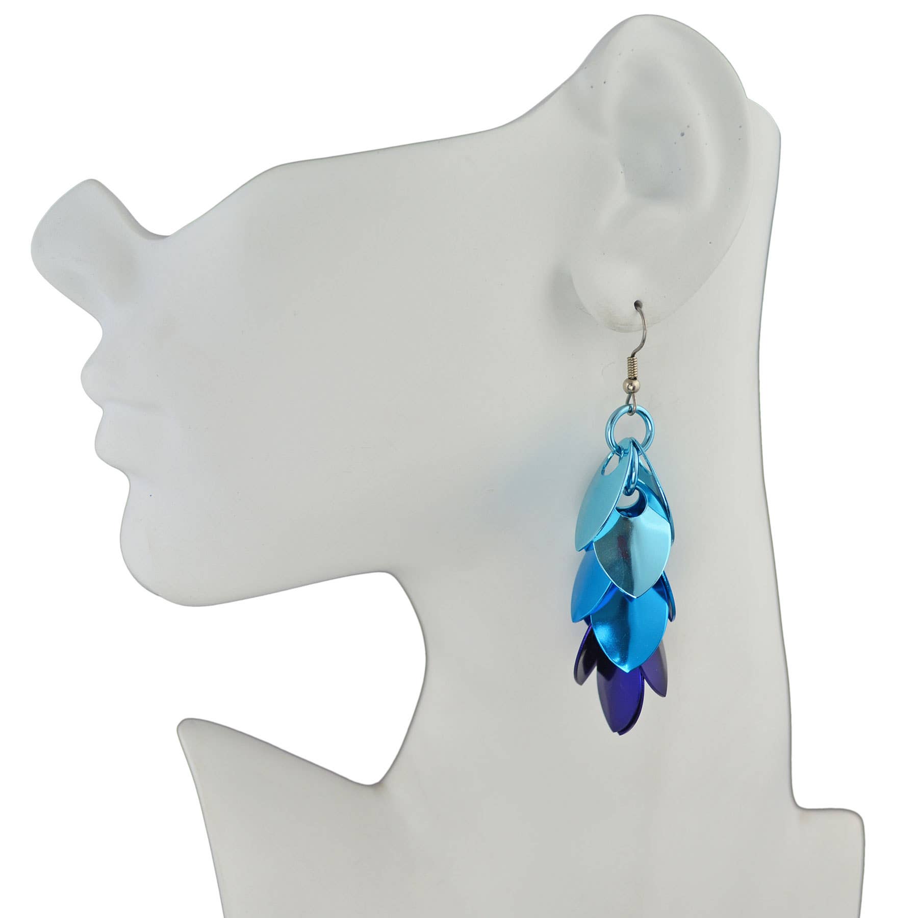 Rebeca Mojica Jewelry - Wholesale Dangle Earrings - Cascading Feathered Long Earrings - Chicago Blues2