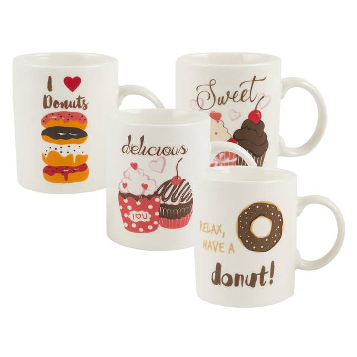 Deluxe Import Trading - Wholesale Coffee Mug - Dessert Design Mug- 14oz- 4 Assortments