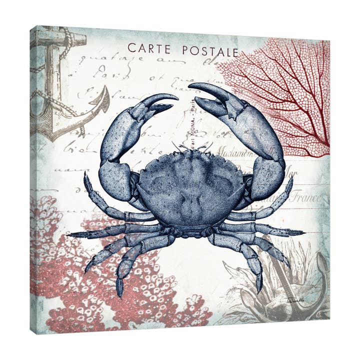 Seaside Postkort Krabbe II Galleri Indpakket lærred for engroshandel hos Jaxson Rea