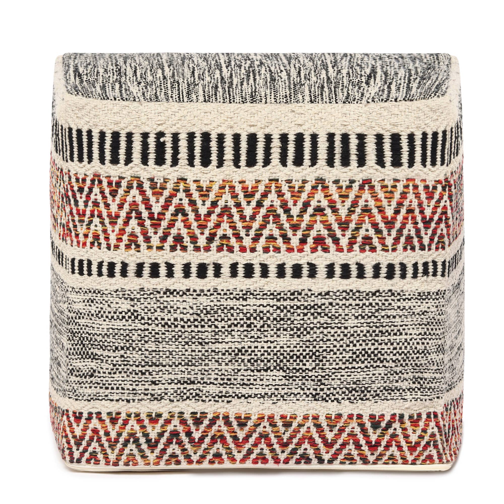 Motley Bohemia Multi · REDEARTH · STUFFED Pouf 100% Cotton (17.5"X17.5"X17.5") for wholesale on Faire4