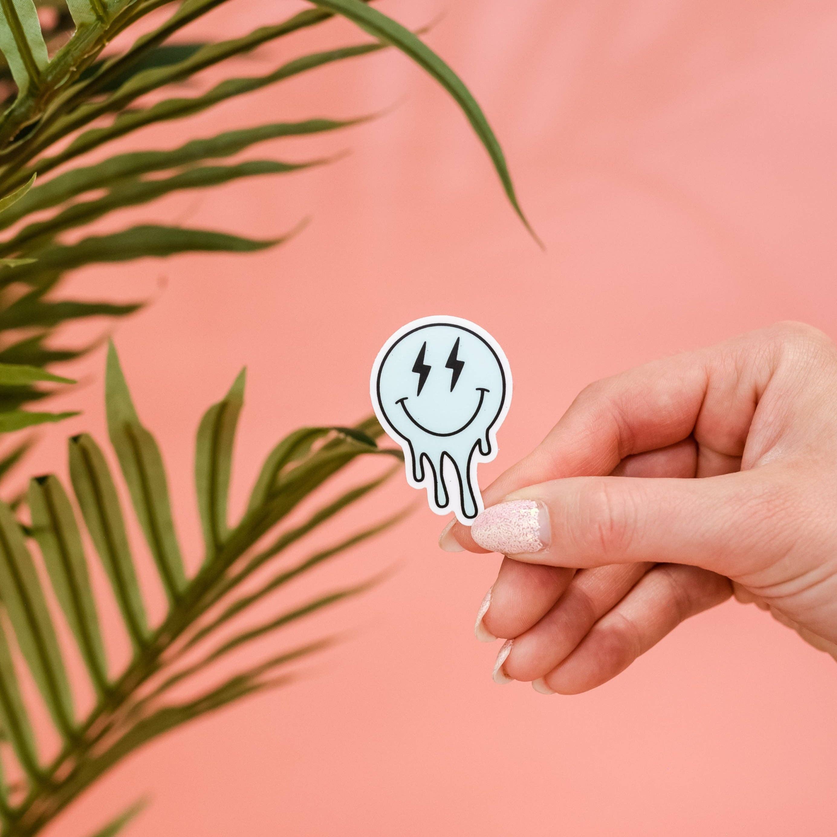 Little Mama Shirt Shop - Vente Autocollant - AUTOCOLLANT LMSS® - Smiley époustouflant pour les yeux (bleu clair)