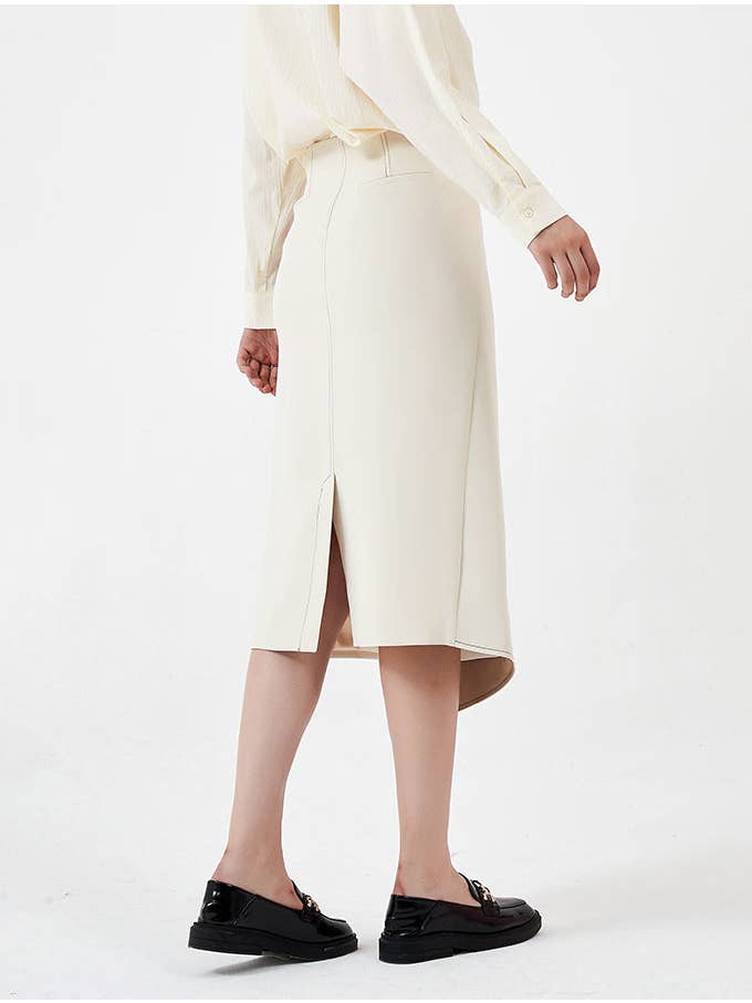 CUBIC – Engroshandel Nederdel - Dame – Asymmetrisk A-line Midi nederdel med ryg slids