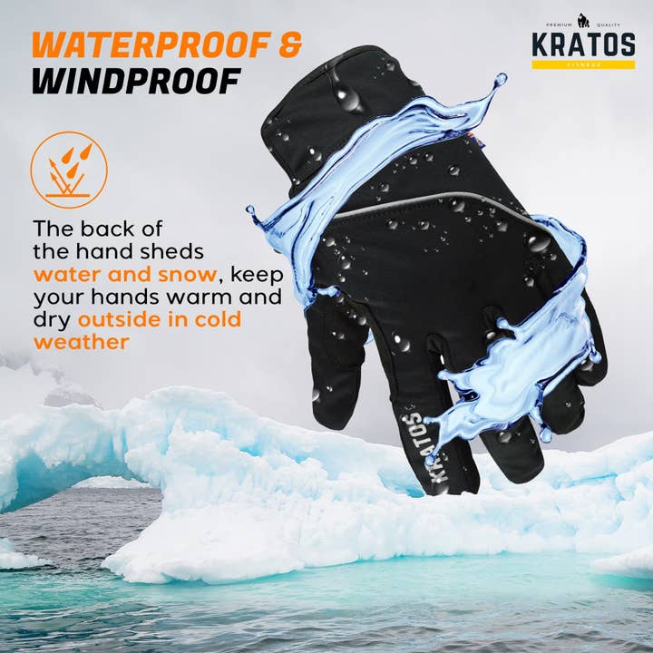 Kratos – Großhandel Handschuhe – Unisex – Winddichte Winter-Fahrradhandschuhe, warm, rutschfest, gepolsterter Touchscreen, für kaltes Wetter, Radfahren, Wandern, MTB, für Herren und Damen1