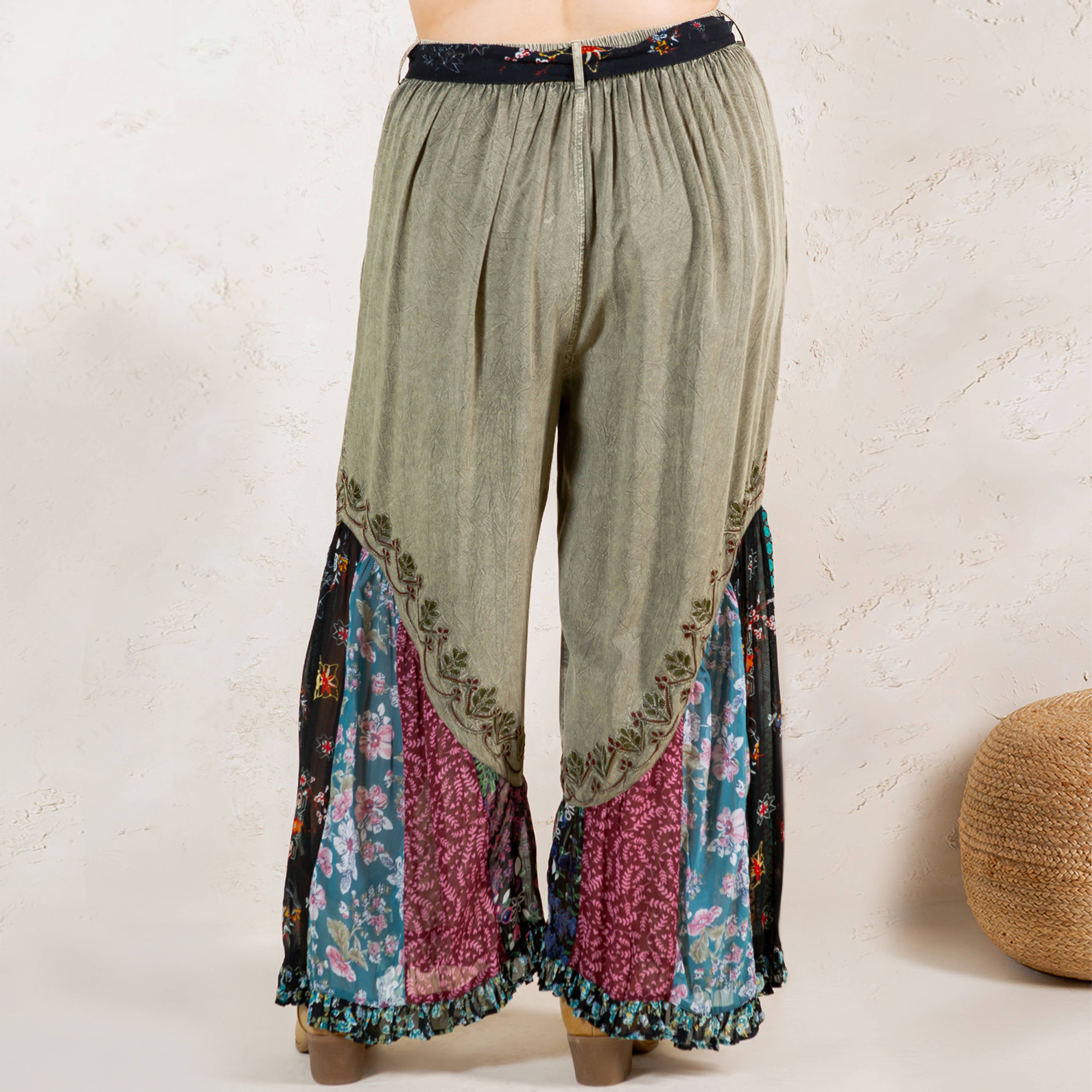 Young Threads - Vente Pantalon – femme - Pantalon évasé en rayonne surteint bohème18