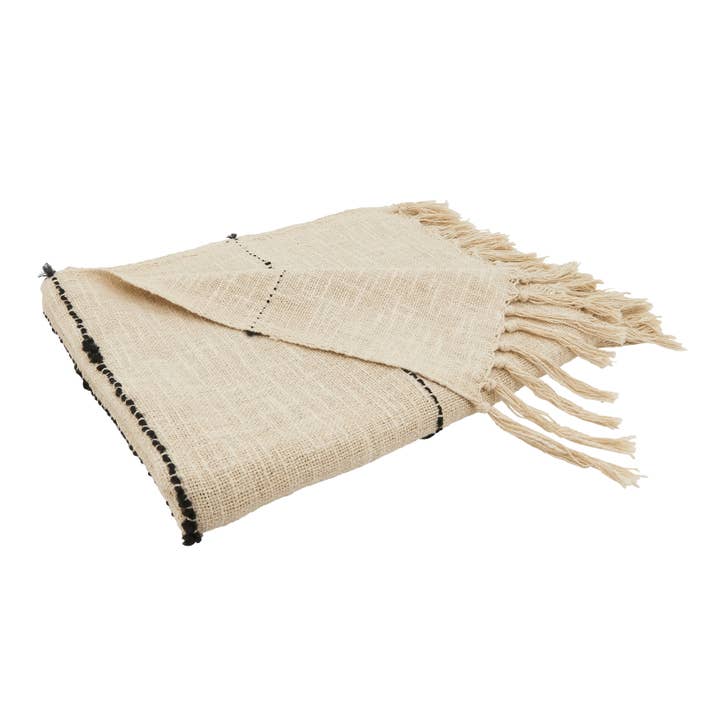 Natural Woven Bliss Textured Stripe Fringe Throw Blanket for wholesale on Faire1