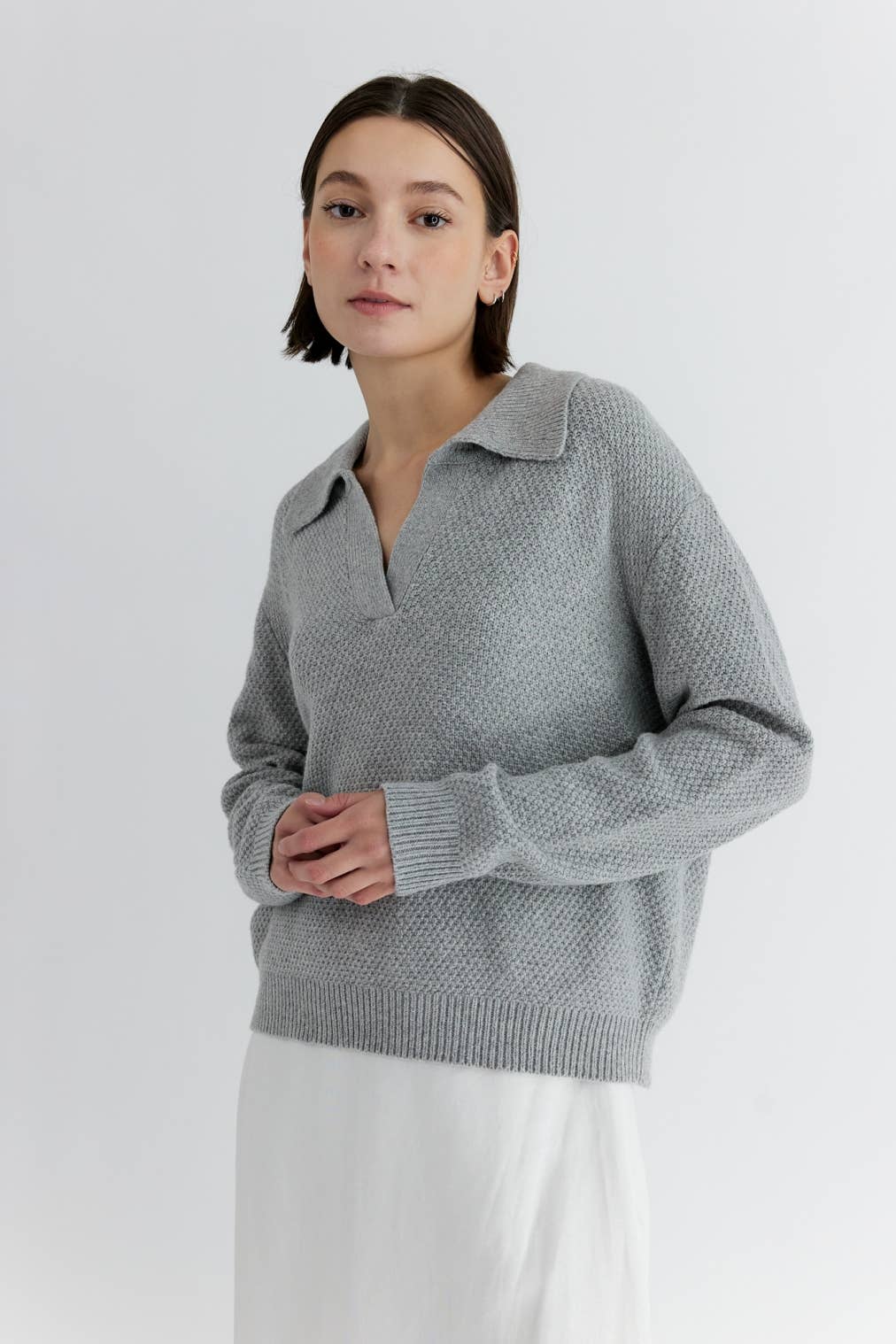 MOD REF - Wholesale Knit Sweater - Women's - The Archie Sweater | Polo Collared Knit Sweater21