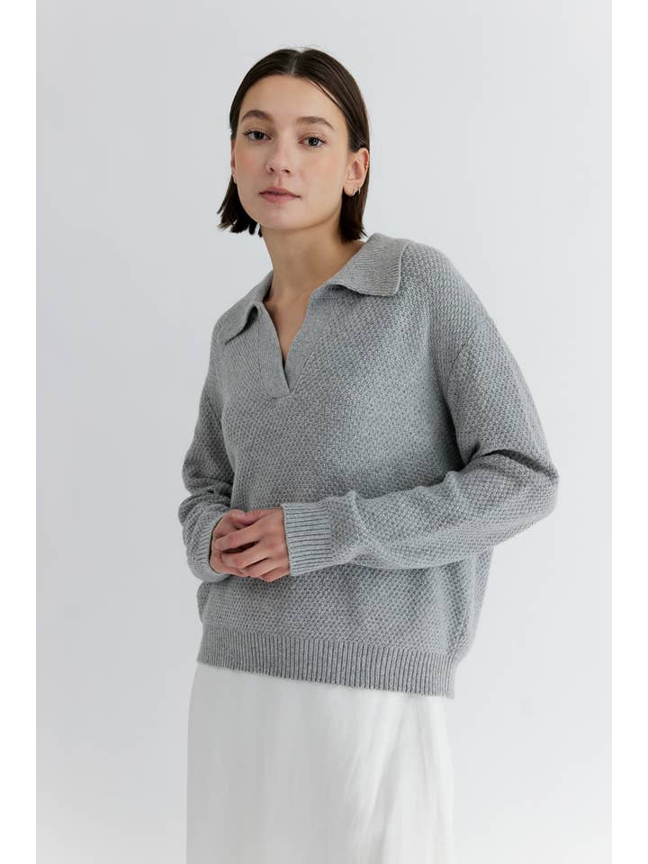 MOD REF - Wholesale Knit Sweater - Women's - The Archie Sweater | Polo Collared Knit Sweater21