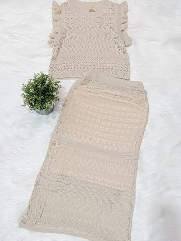 Set de dos piezas tejidas
para venta al por mayor de Selfie Couture by Trendology