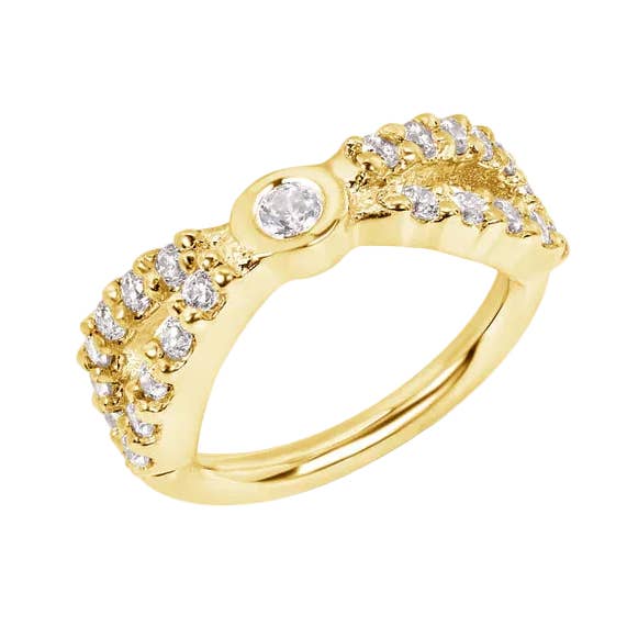 Tuxedo Seamless Ring – 14K Gold Precision-Set Gemline Design for wholesale by Piercing-zone