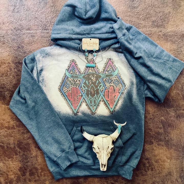 Ranchy Roan Boutique - Wholesale Hoodie - Women's - Neon Bull Western Hoodie