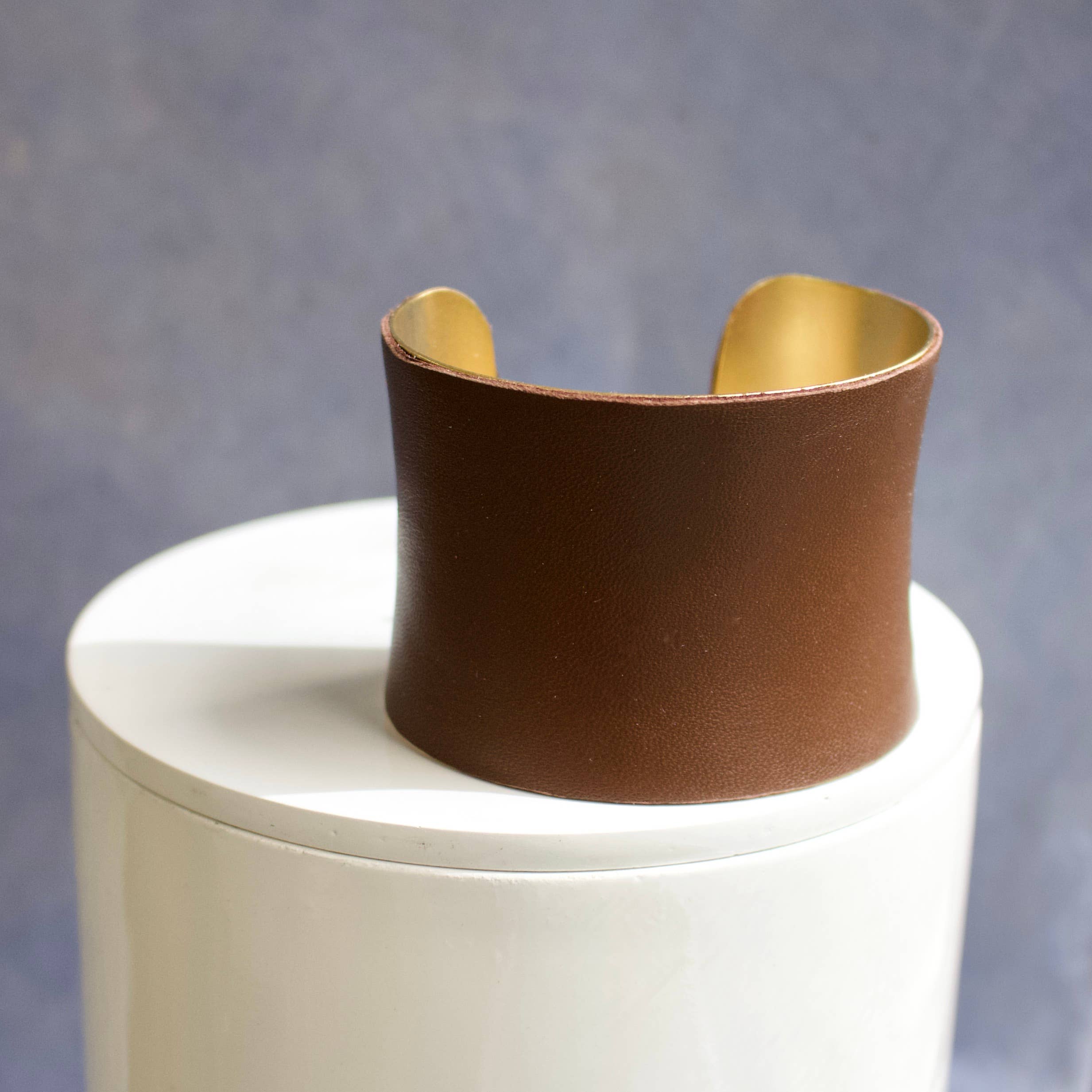 a.v. max - Wholesale Cuff Bracelet - Leather Wrapped Concave Cuff|SAMPLE SALE15