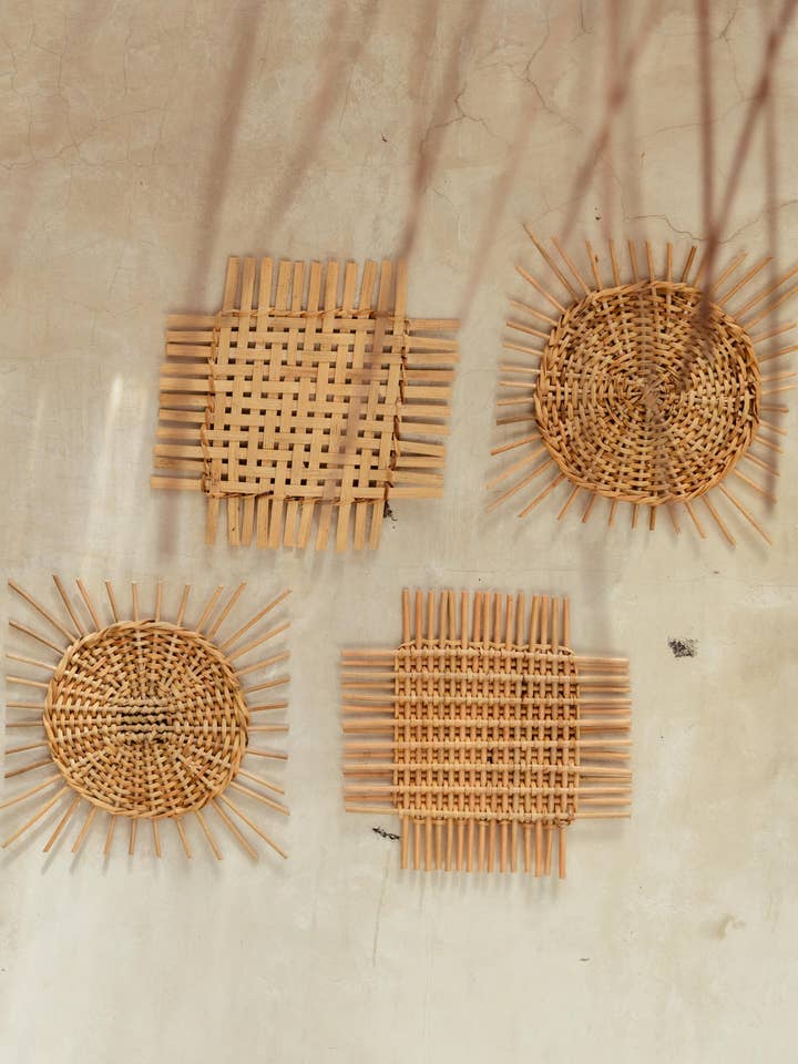 Woven Rattan Wall Decor Sets for wholesale by Village Thrive