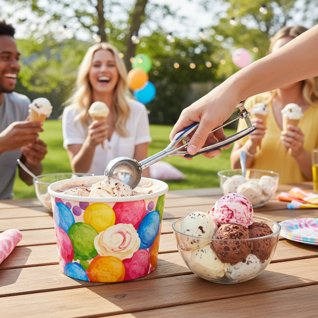 Kadra Kitchenware - Wholesale Ice Cream Scoop - Millvado SS Medium Ice Cream Scoop Soft Grip - Blue2