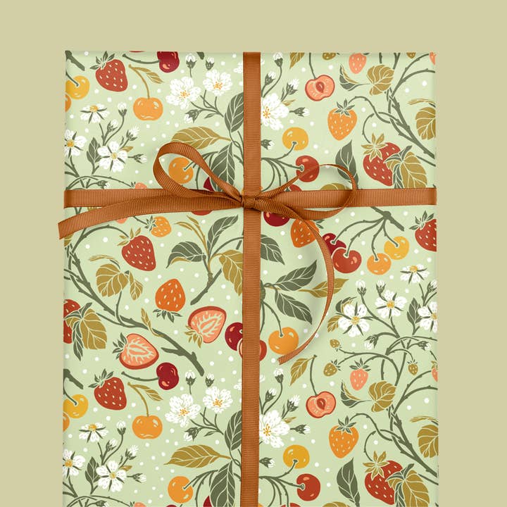 Gift Wrap: Strawberries for wholesale by Mustard Beetle