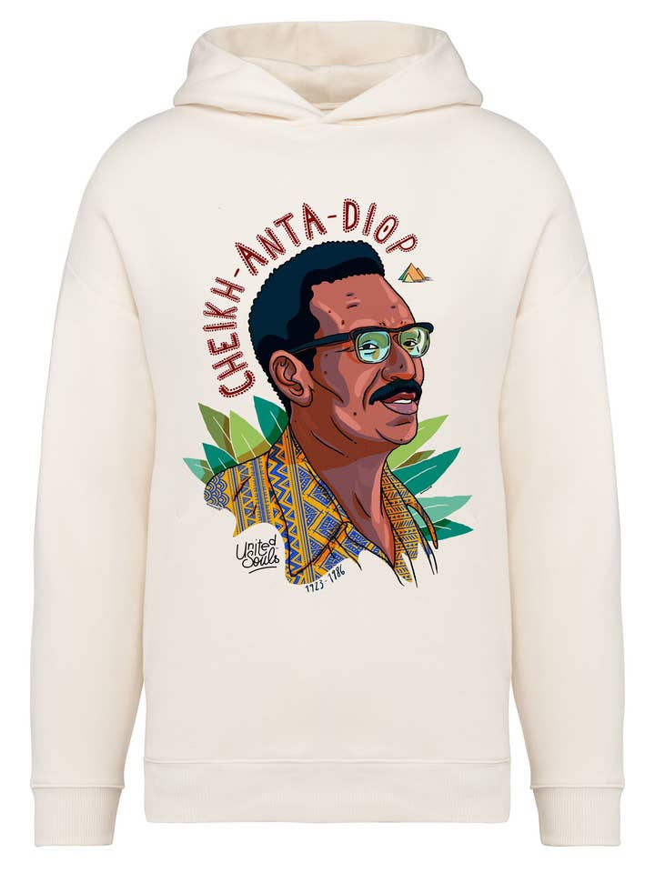 Cheikh Anta Diop I Le sweat-shirt à capuche oversize unisexe pour la vente par UNITED SOULS