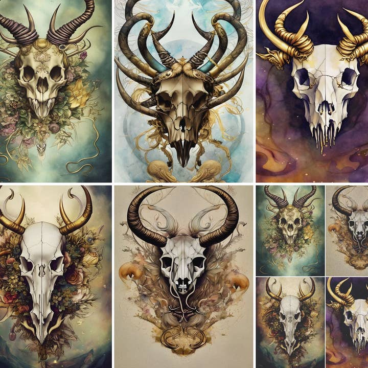 Papel de Arroz para Decoupage Crânios Nórdicos - A4 - 6 peças - para Artesanato por atacado de Craft Kreatively