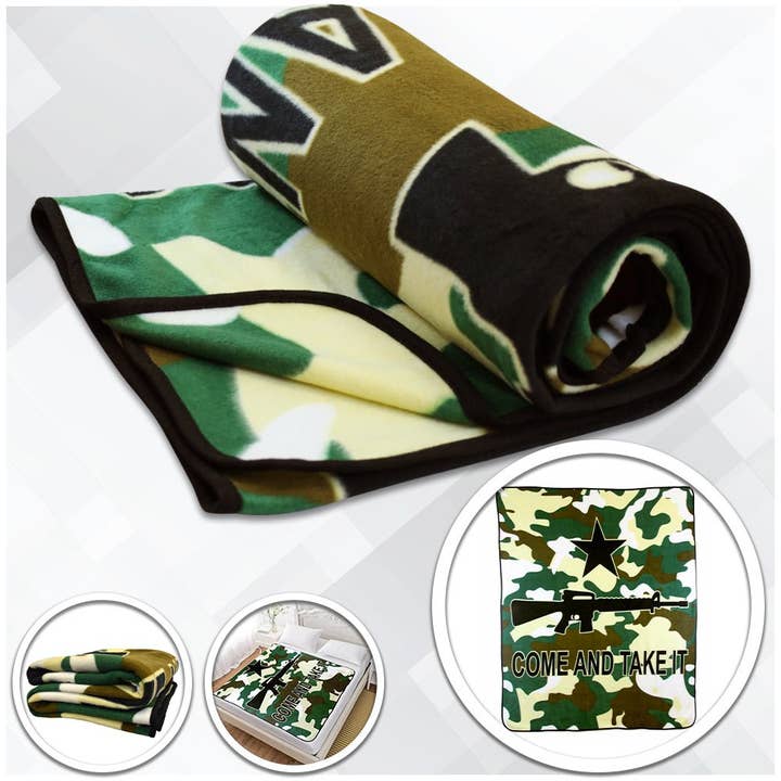 Come and Take It Rifle (Camo) 50x60in Blanket Polar Fleece for wholesale by Flags Importer