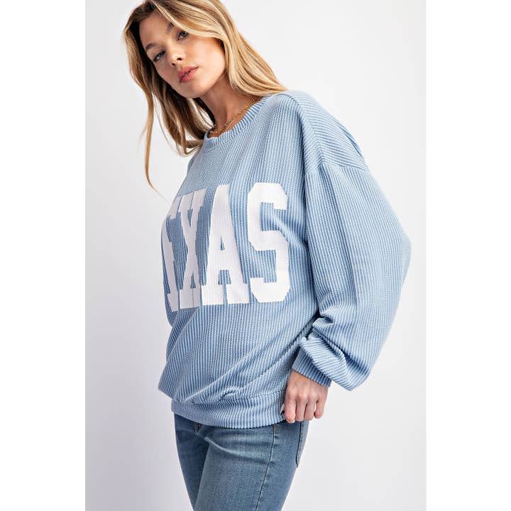 Sweet Generis - Wholesale Graphic Sweatshirt - Women's - TEXAS PRINT RIB CORD SWEATSHIRT