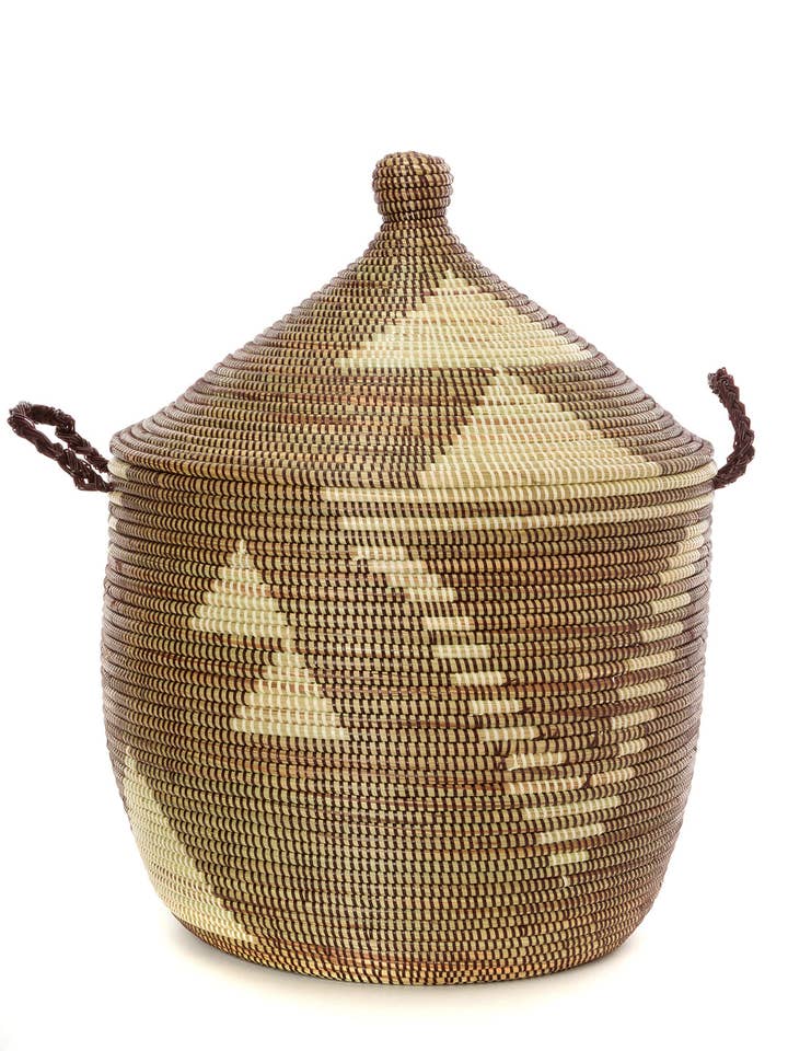 Brown and Cream Tribal Design Basket for wholesale by African Modern