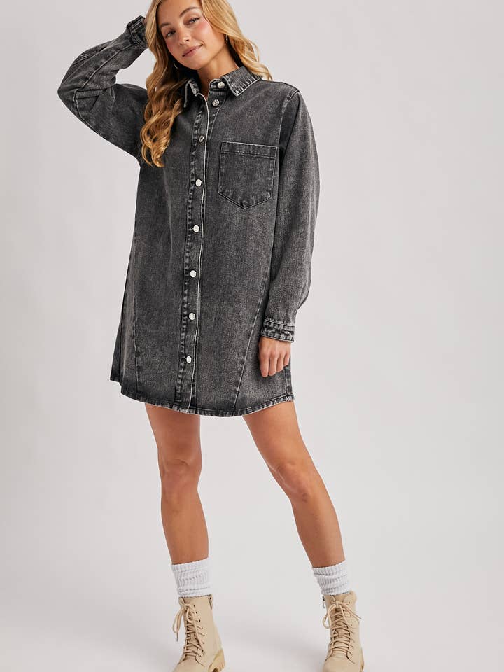 Bluivy - Wholesale Dress – Women's - DENIM BUTTON DOWN SHIRT DRESS8