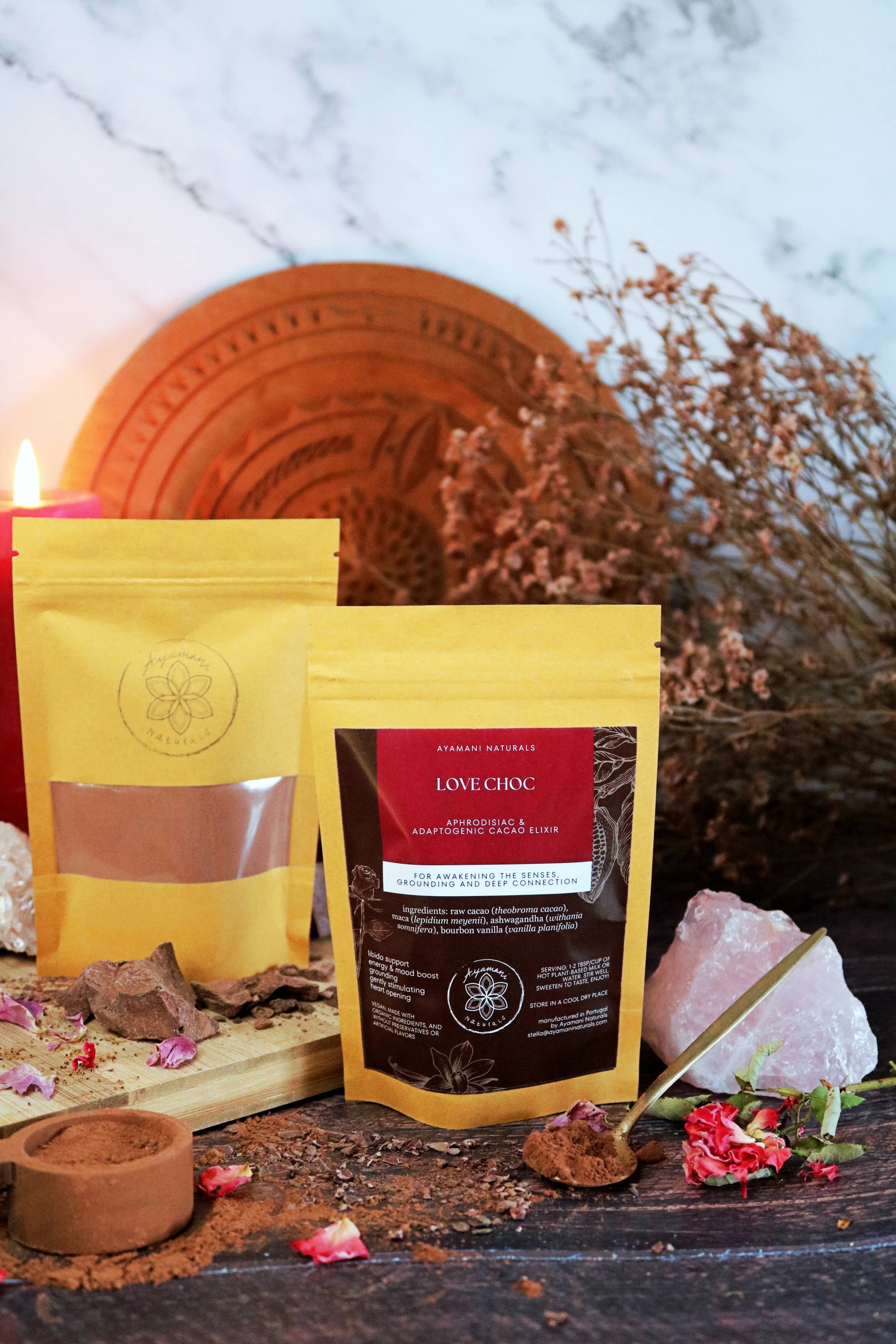 Ayamani Naturals - Vendita all'ingrosso Mix per cioccolata calda - Love Choc | Miscela afrodisiaca di cioccolata calda con cacao crudo1