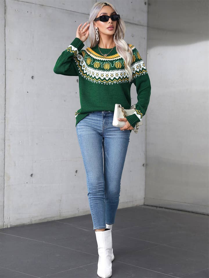 Lily Clothing - Wholesale Knit Sweater - Women's - TURTLENECK CHRISTMAS SWEATER WITH LONG SLEEVES