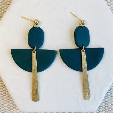 Flamme Mørk Teal Art Deco Ball Stud Øreringe for engroshandel hos Kismet Klay