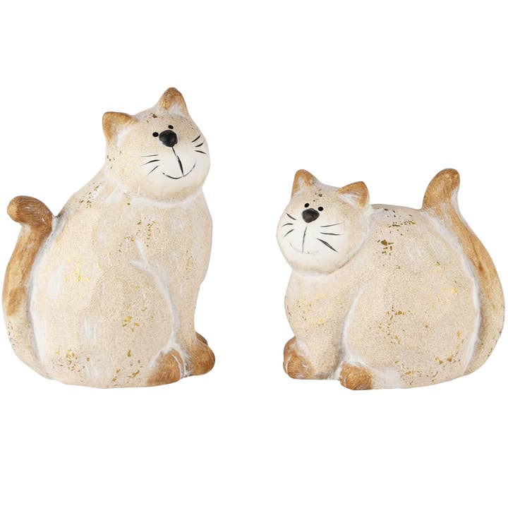 Kat siddende, naturlig, keramik, 12x9x16cm, 2ass. for engroshandel hos Dekoratief