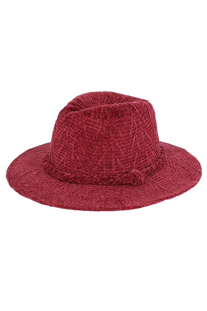 Hana - Vente Chapeau en feutre - femme - Fedora d'hiver à motif chenille et bande tressée25