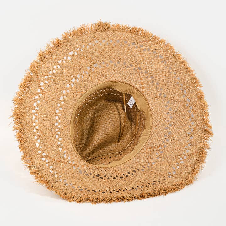 Collections by Fame Accessories - Wholesale Straw Hat - Women's - Basket Weave Flat Brim Straw Hat