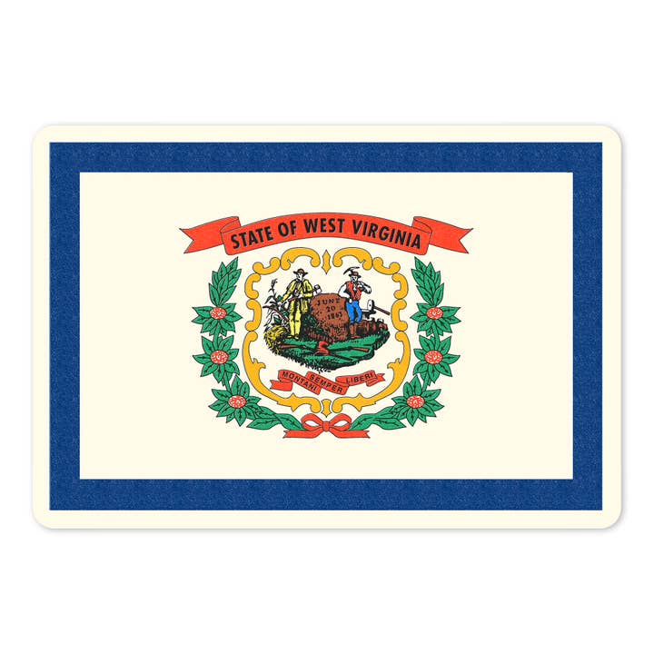 Vinyl Sticker West Virginia State Flag, Letterpress for wholesale by Lantern Press