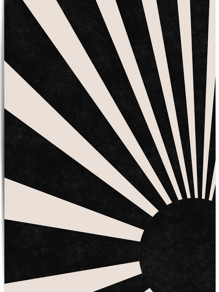 Poster con motivo a raggi nero e beige per la vendita all'ingrosso da parte di THE WALL HABITAT
