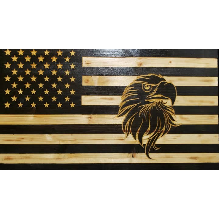 Carved Eagle Head Flag for wholesale by Tango Down Designs