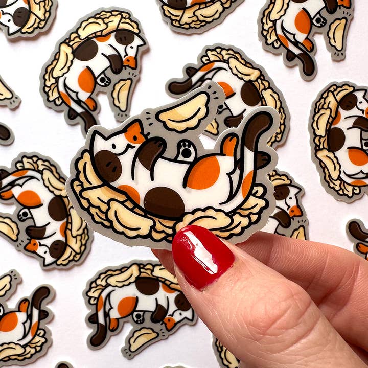 Playing with Pierogies Cat Mini Sticker for wholesale by Shop Emily M