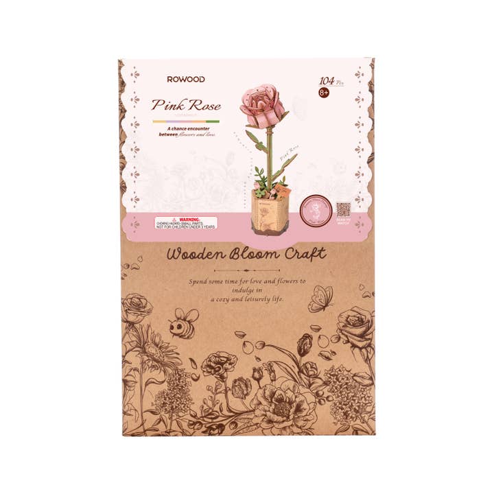Magnote - Wholesale DIY Craft Kit - Rowood Pink Rose 3D Wooden Puzzle