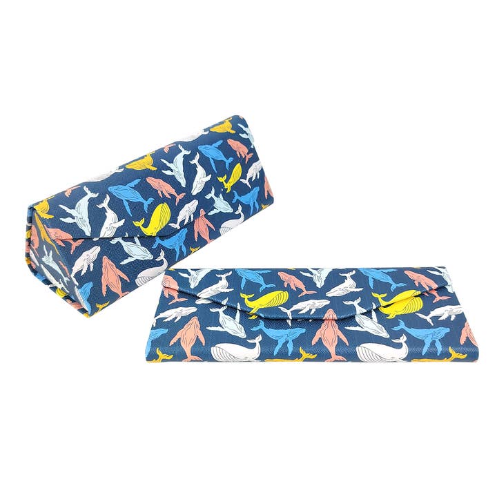 Whales Glasses Case - Vegan Leather Folding Hard Shell Case for wholesale by Real Sic