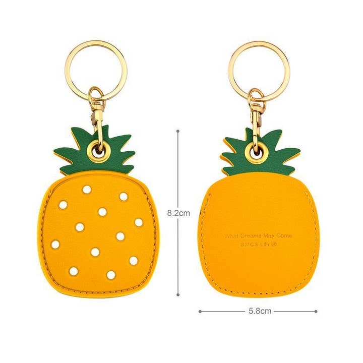 Yellow Pineapple Pu Leather Airtag Cover Keychain K1308 for wholesale on Faire1