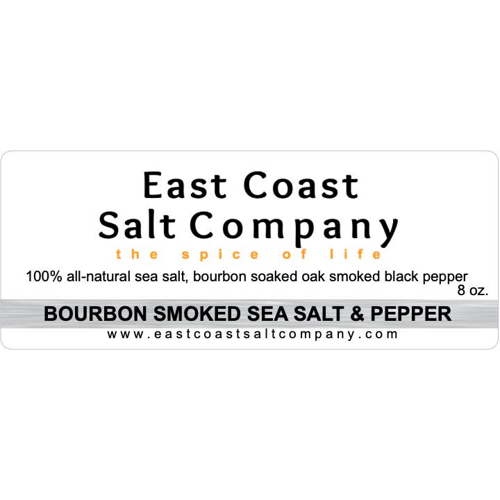 Bourbonrökt krossad svartpeppar och havssalt 1/2 pund för wholesale av Artisan Salts and More!