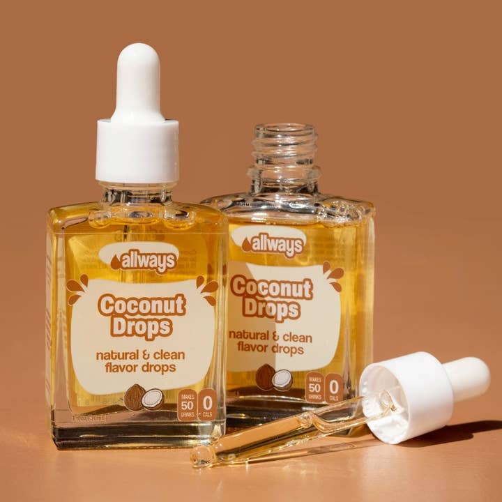 Allways Drops - Wholesale Flavoured syrup - Coconut Water Drops, Natural Flavor, 1 oz, 50 Servings1