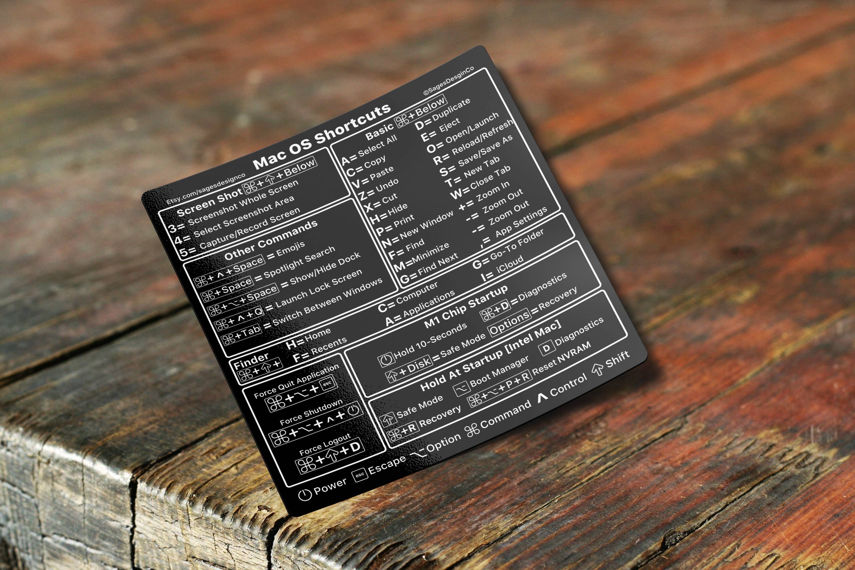 Sticker Bull – Großhandel Aufkleber – M1 und Intel MacBook Pro Air Mac OS (Big Sur/Monterey) Schwarze Tastaturkürzel, wasserdichter Vinyl-Aufkleber2