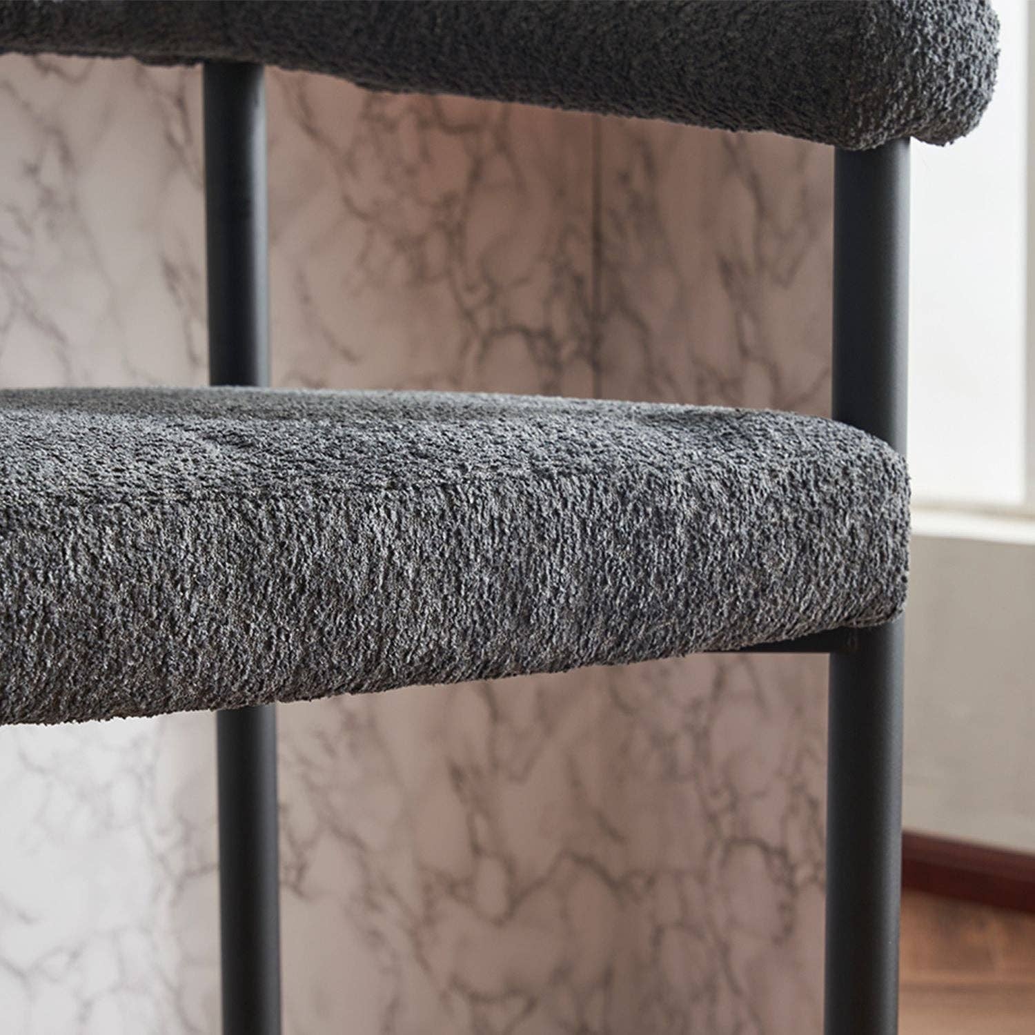 BlakOutlet - Wholesale Krukje - Moderne gestoffeerde barkrukken set van 2, Bouclé stof counterhoogte stoelen3