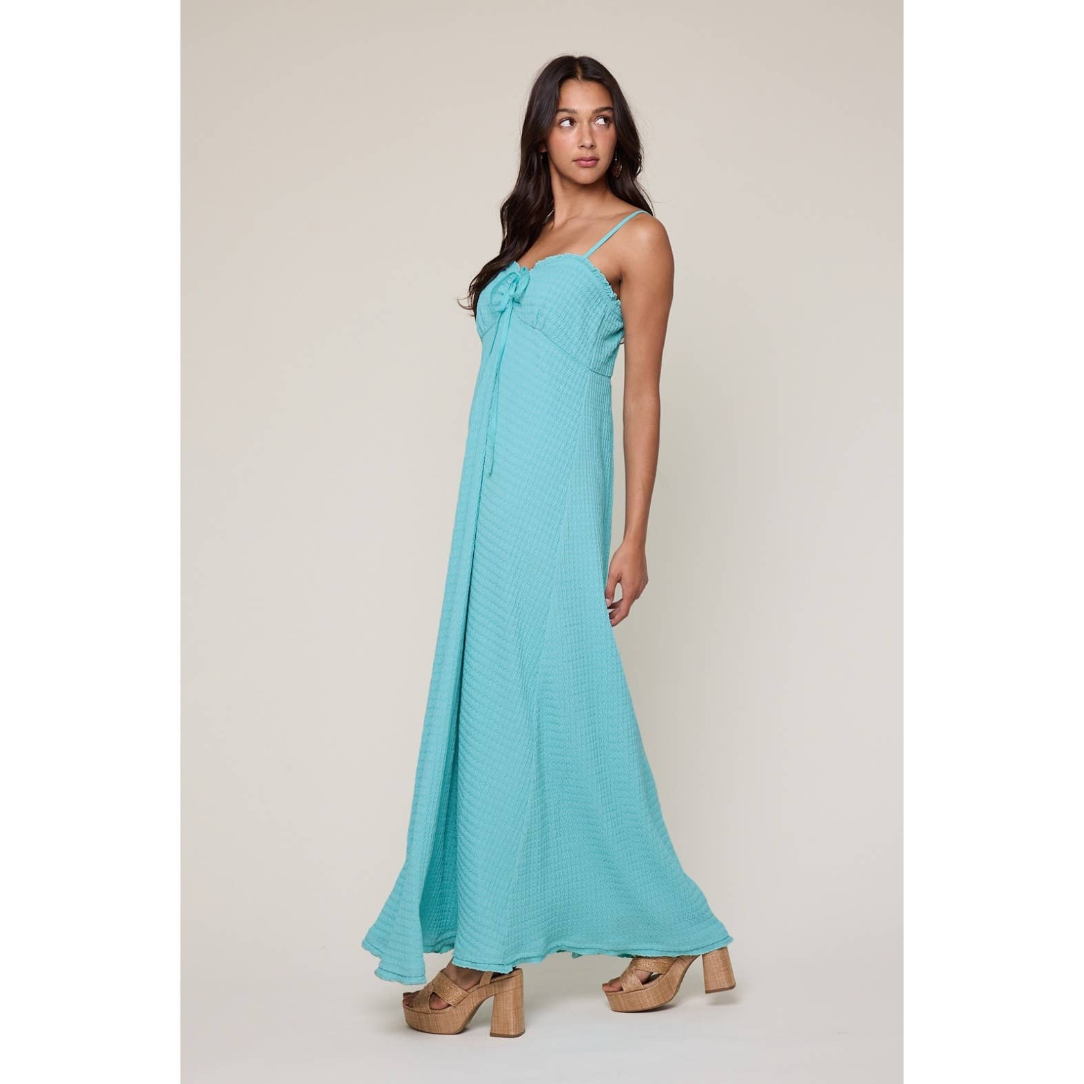 Wishlist Apparel - Wholesale Dress - Women's - TEXTURED TIE-FRONT MAXI DRESS / WL25-117125