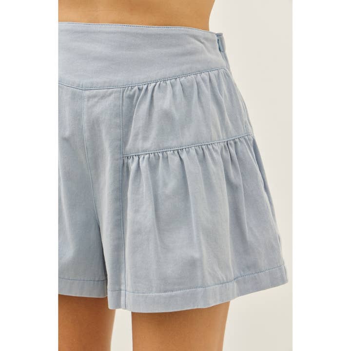 idem ditto – wholesale Shorts – Women’s – WASHED FLARE SHORTS WITH BACK ELASTIC WAISTBAND14