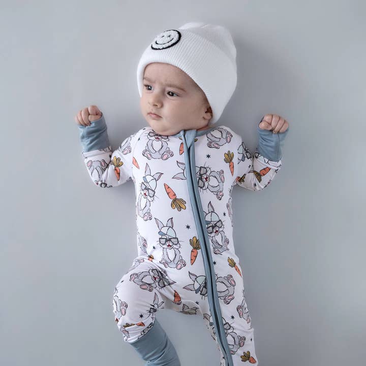 Lucky Panda Kids - Wholesale Jumpsuit - Baby - Bamboo Easter Baby Zip Romper | Rad Bunny1