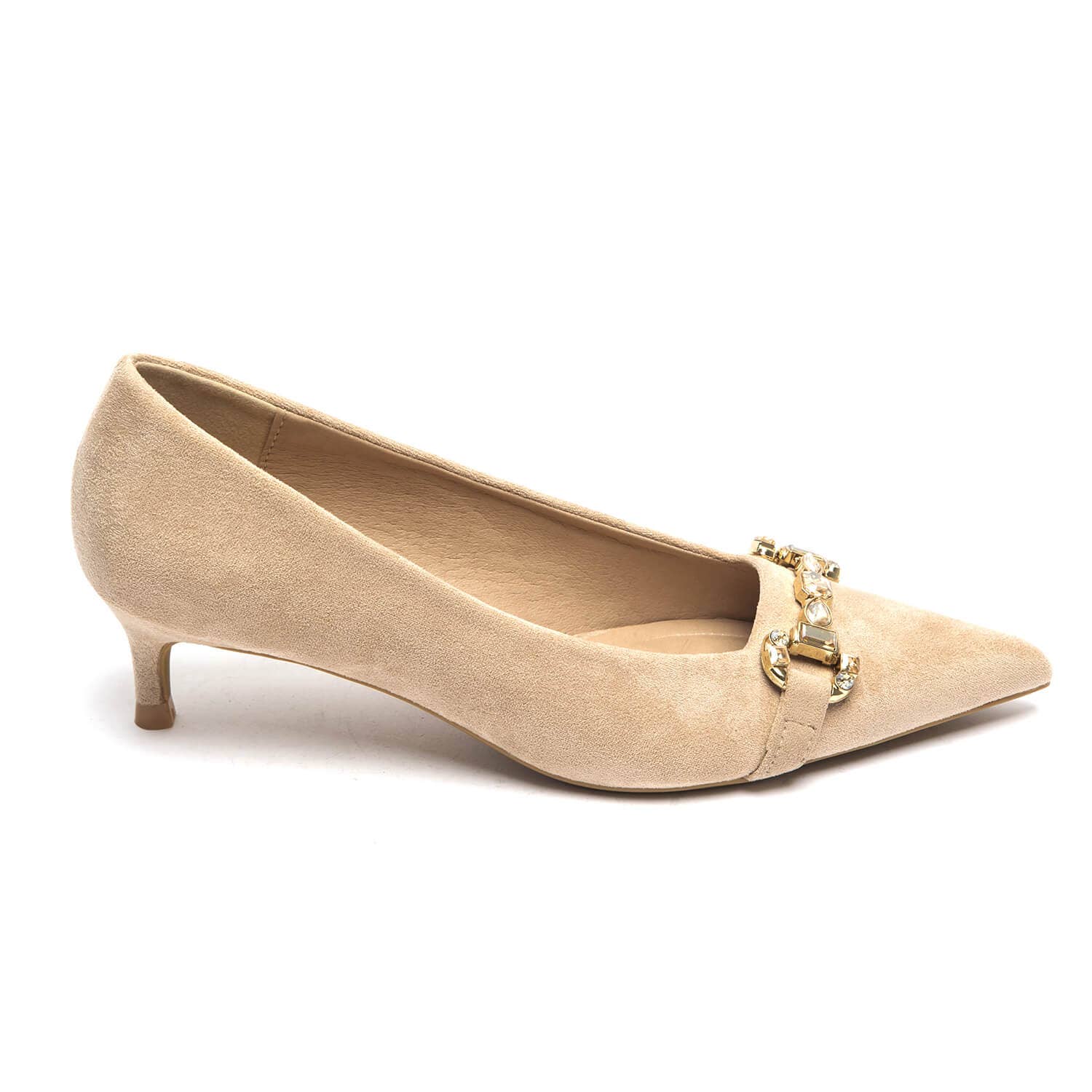 No Doubt Shoes – wholesale Low heels – Women′s – POINTED TOE GEMSTONE PUMP HEEL WITH GOLD CHAIN PARTY SANDALS7