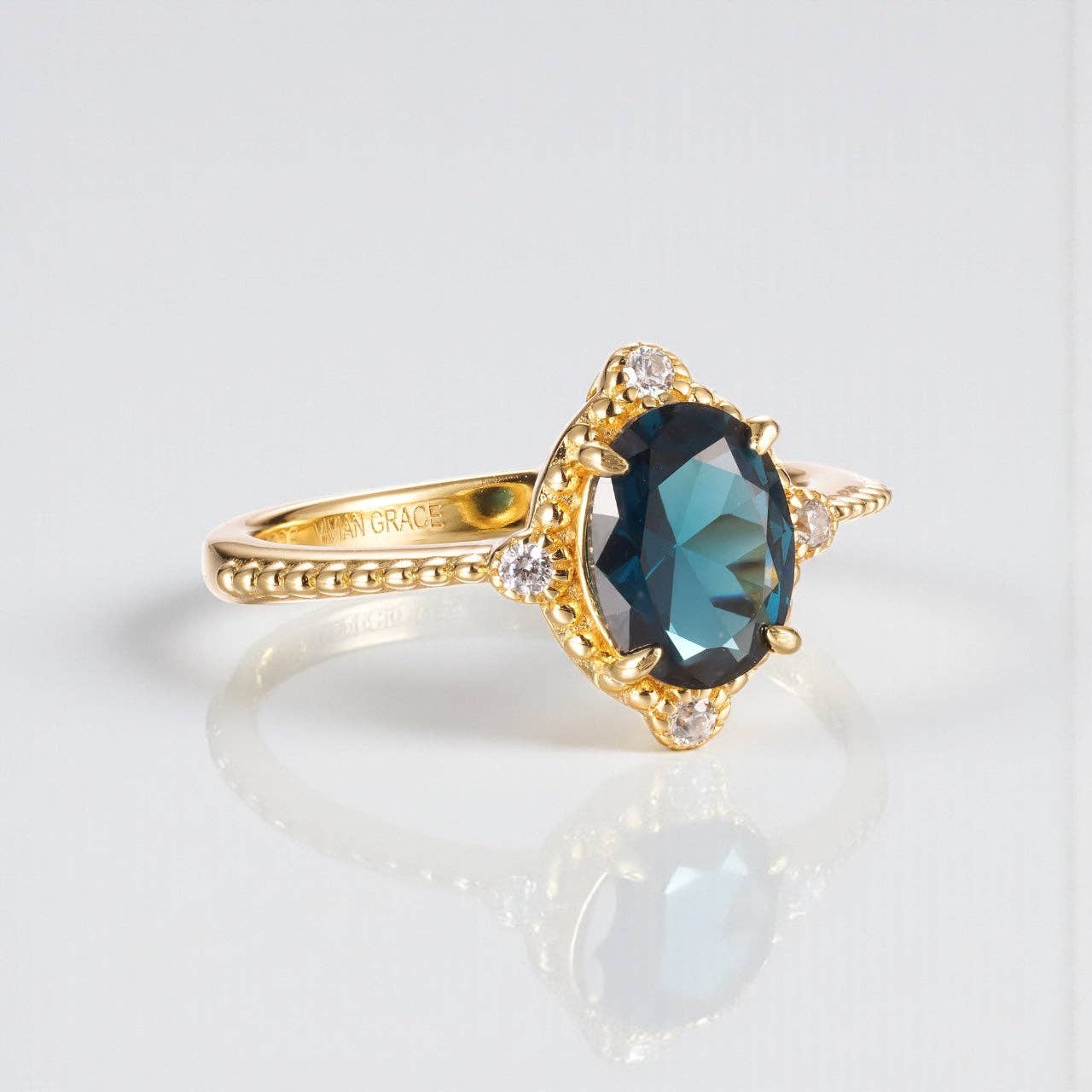 Vivian Grace Jewelry - Wholesale Cocktail/Statement Ring - Ocean Versailles Ring- 14k Gold Vermeil2
