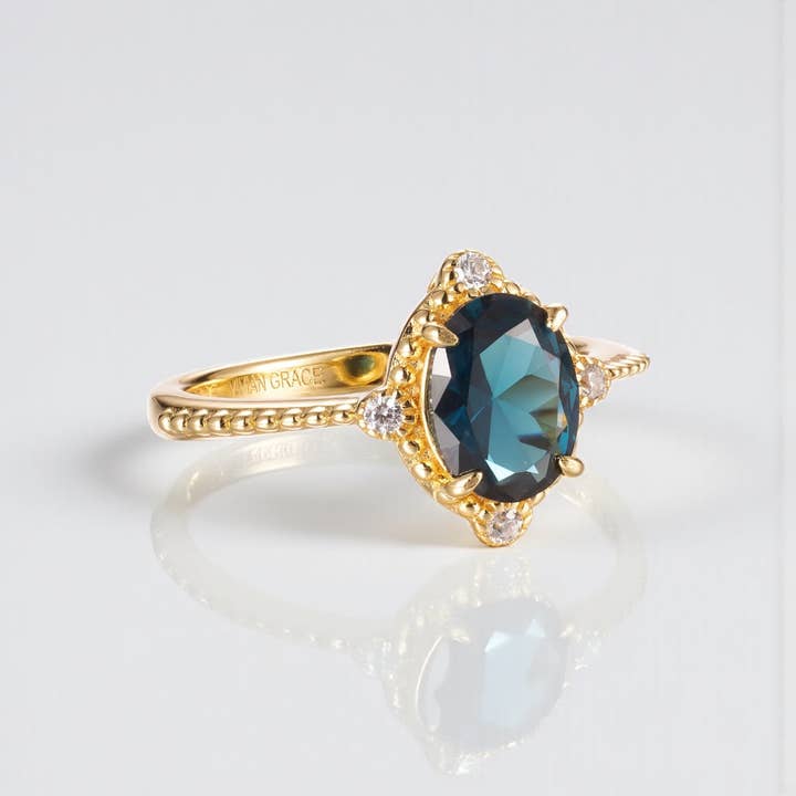 Vivian Grace Jewelry - Wholesale Cocktail/Statement Ring - Ocean Versailles Ring- 14k Gold Vermeil2