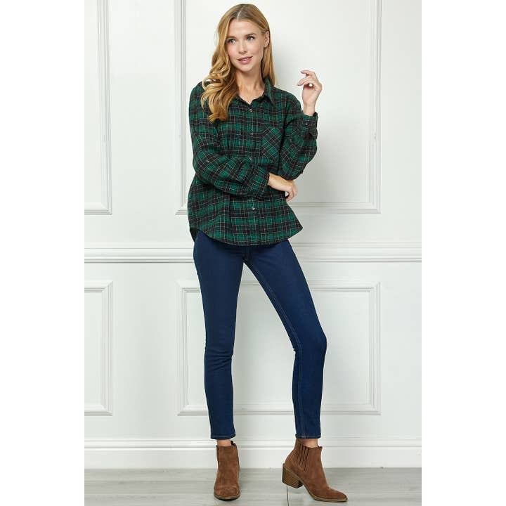 GRBKI PLAID FLANNEL ROLL SLEEVES COLLAR NECK SHIRTS for wholesale on Faire6